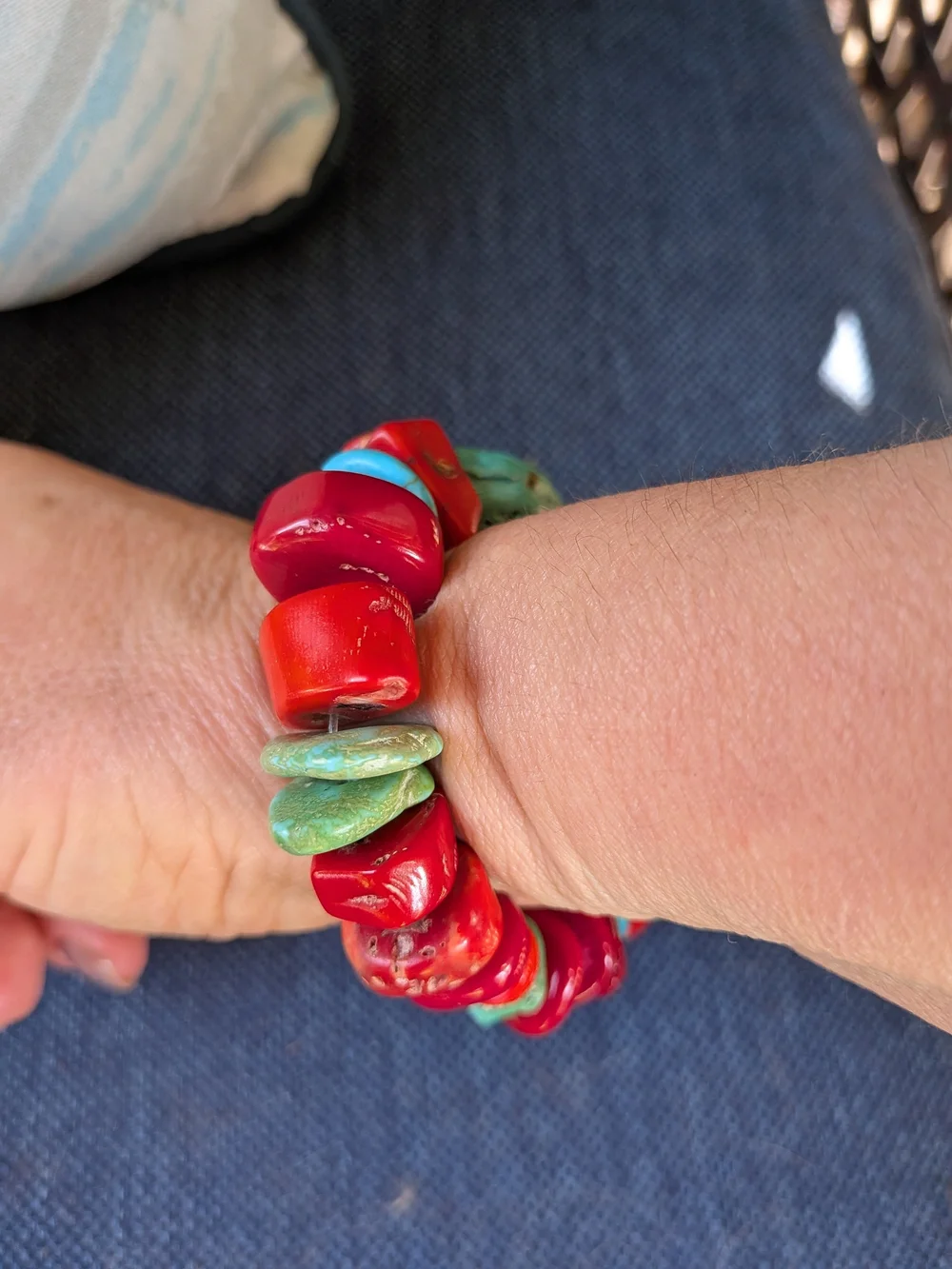 Chunky Colorful Turquoise & Coral Statement Bracelet - Women Jewelry